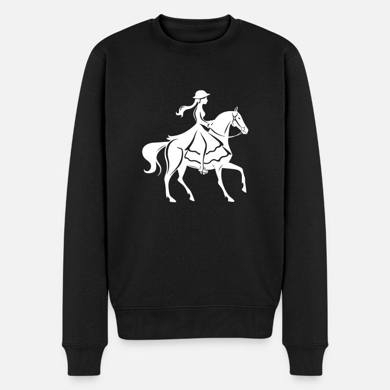 Pferdereiten Reiterin - Männer Premium Bio Pullover - Schwarz