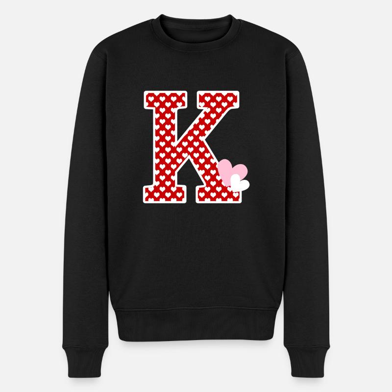 Buchstabe k Herz - Männer Premium Bio Pullover - Schwarz