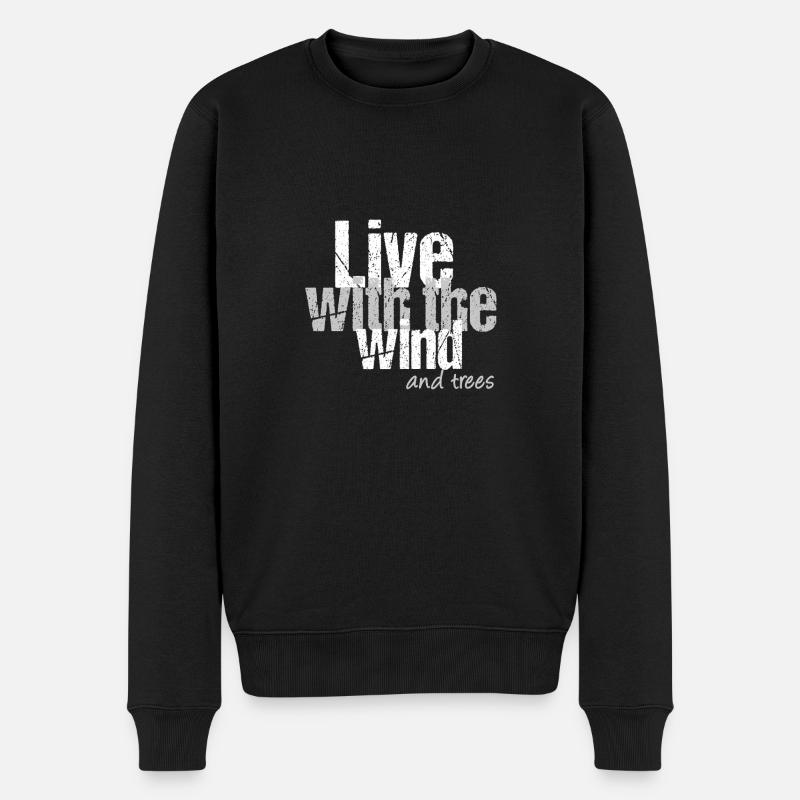 Leben mit Wind und Bäumen - Männer Premium Bio Pullover - Schwarz