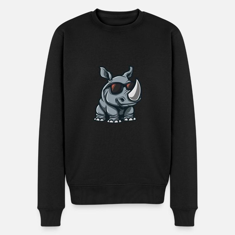 Nashorn Cool Tier - Männer Premium Bio Pullover - Schwarz