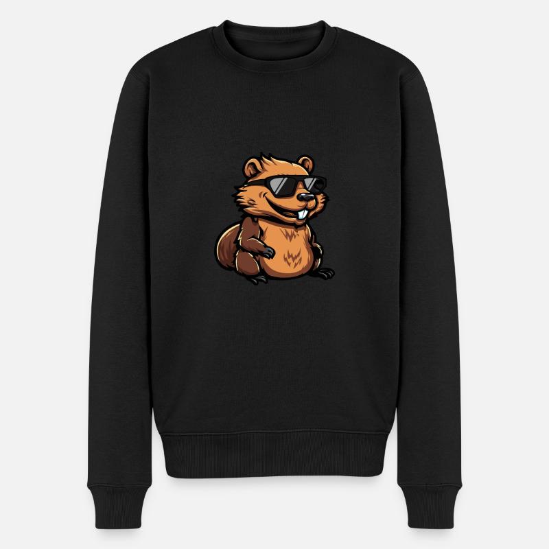 Biber Cool Tier - Männer Premium Bio Pullover - Schwarz