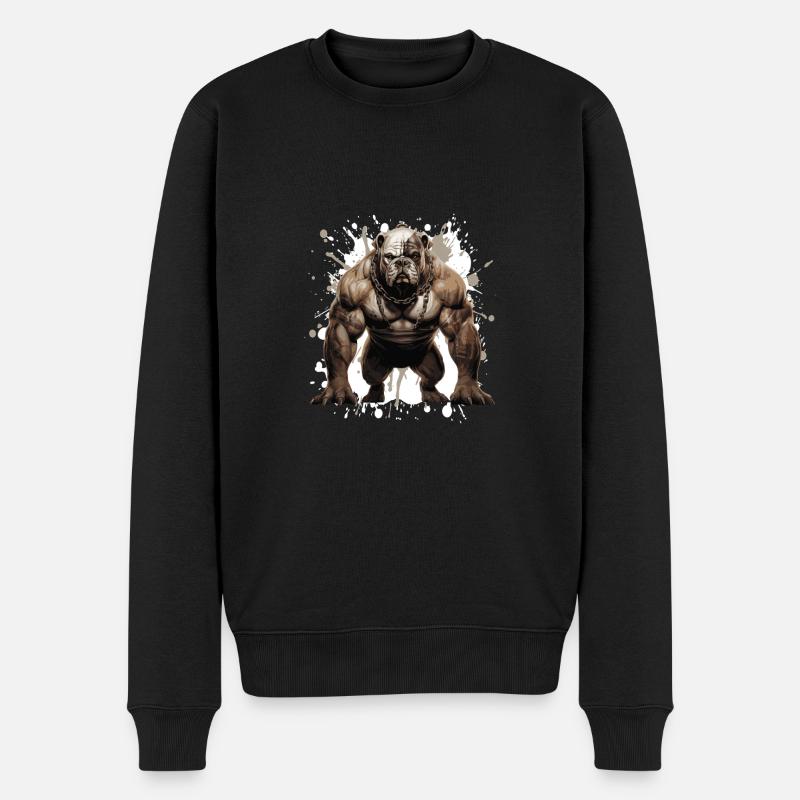 Muscles du chien bouledogue - Pull Premium bio Homme - noir