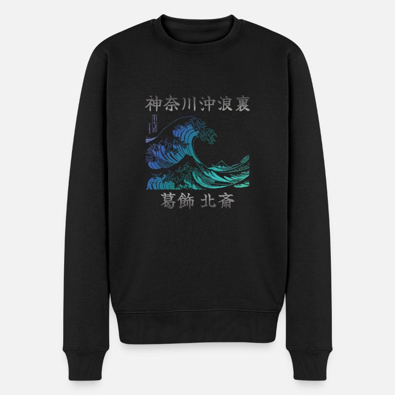 Japan Vintage Kanagawa 80er Ästhetik - Männer Premium Bio Pullover - Schwarz