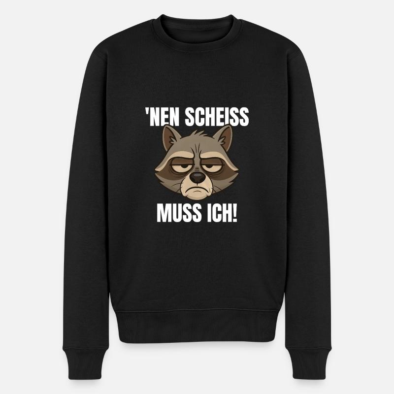 Waschbär mit frechem Spruch - Männer Premium Bio Pullover - Schwarz