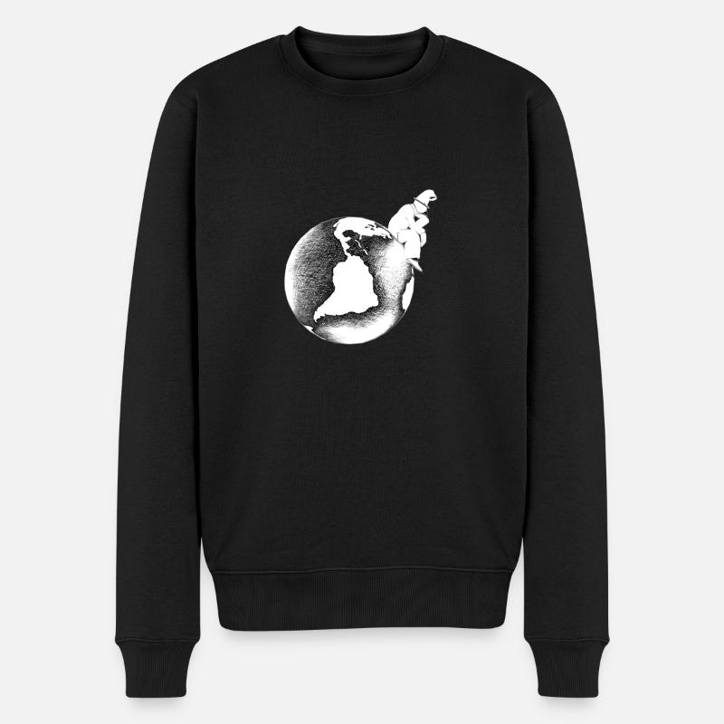 Silhouette contemplative sur globe graphique - Pull Premium bio Homme - noir