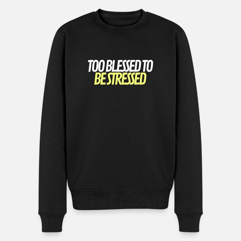 no stress - Männer Premium Bio Pullover - Schwarz