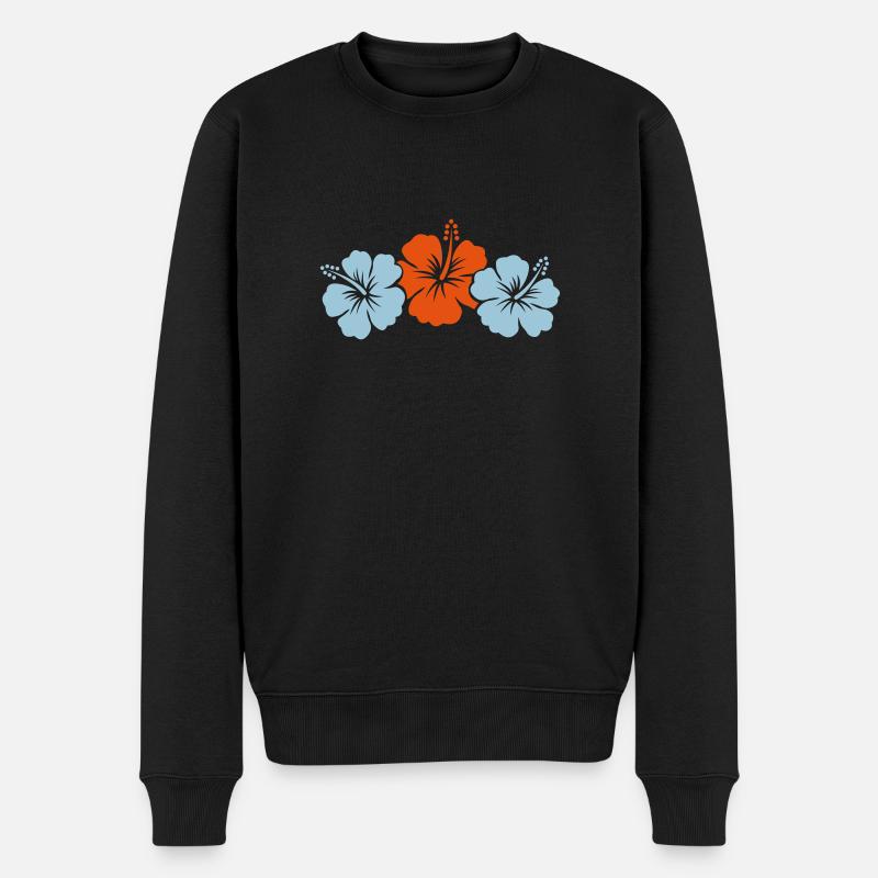 hibiskus 02 - Männer Premium Bio Pullover - Schwarz