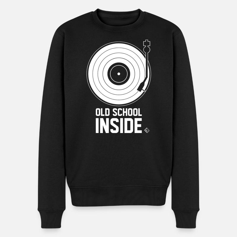 Old School Inside - Plattenspieler Weiß - Männer Premium Bio Pullover - Schwarz