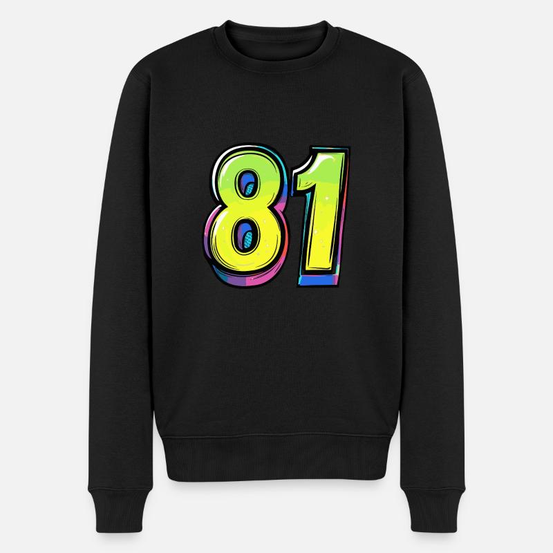 81 Zahl Comic - Männer Premium Bio Pullover - Schwarz