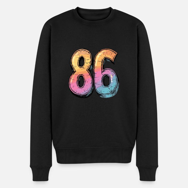 86 Zahl Comic - Männer Premium Bio Pullover - Schwarz