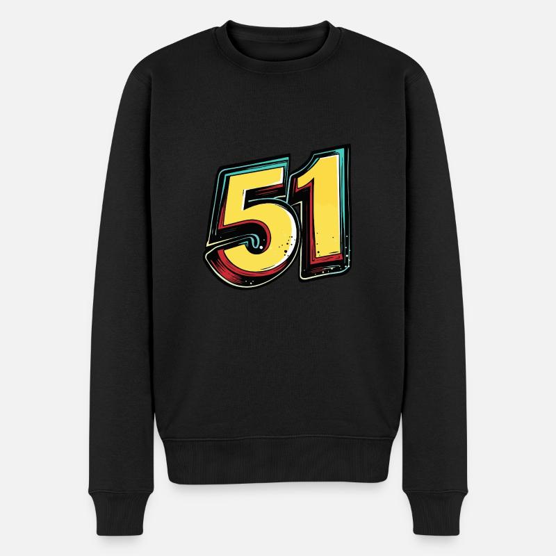 51 Zahl Comic - Männer Premium Bio Pullover - Schwarz