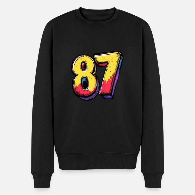 87 Zahl Comic - Männer Premium Bio Pullover - Schwarz