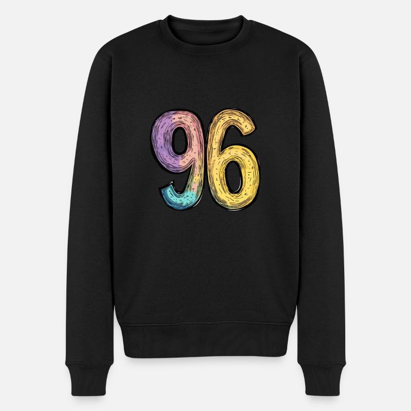 96 Zahl Comic - Männer Premium Bio Pullover - Schwarz