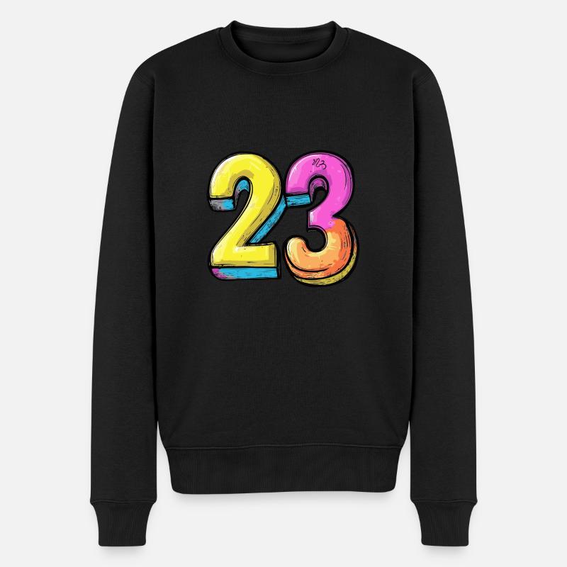 23 Zahl Comic - Männer Premium Bio Pullover - Schwarz