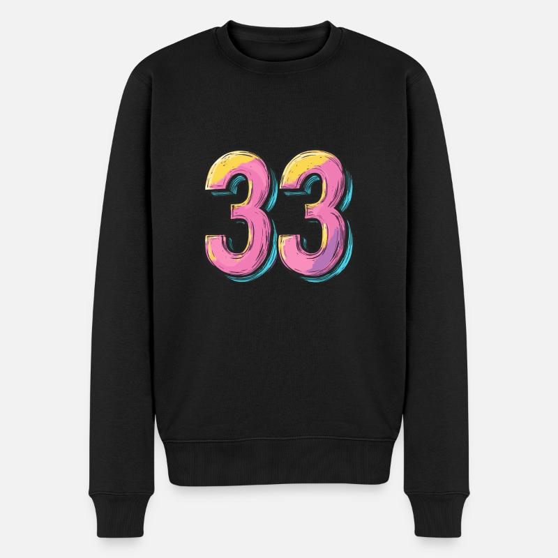 33 Zahl Comic - Männer Premium Bio Pullover - Schwarz
