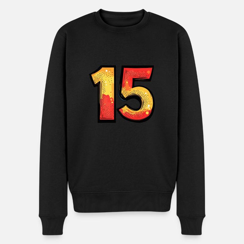 15 Zahl Comic - Männer Premium Bio Pullover - Schwarz