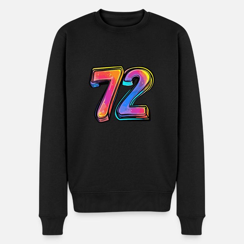 72 Zahl Comic - Männer Premium Bio Pullover - Schwarz