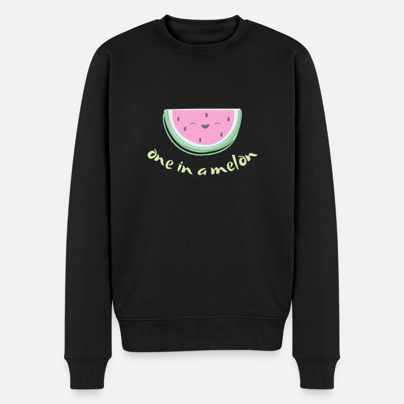 One in a melon / million - süßer Spruch mit Melone - Männer Premium Bio Pullover - Schwarz