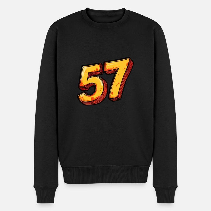 57 Zahl Comic - Männer Premium Bio Pullover - Schwarz
