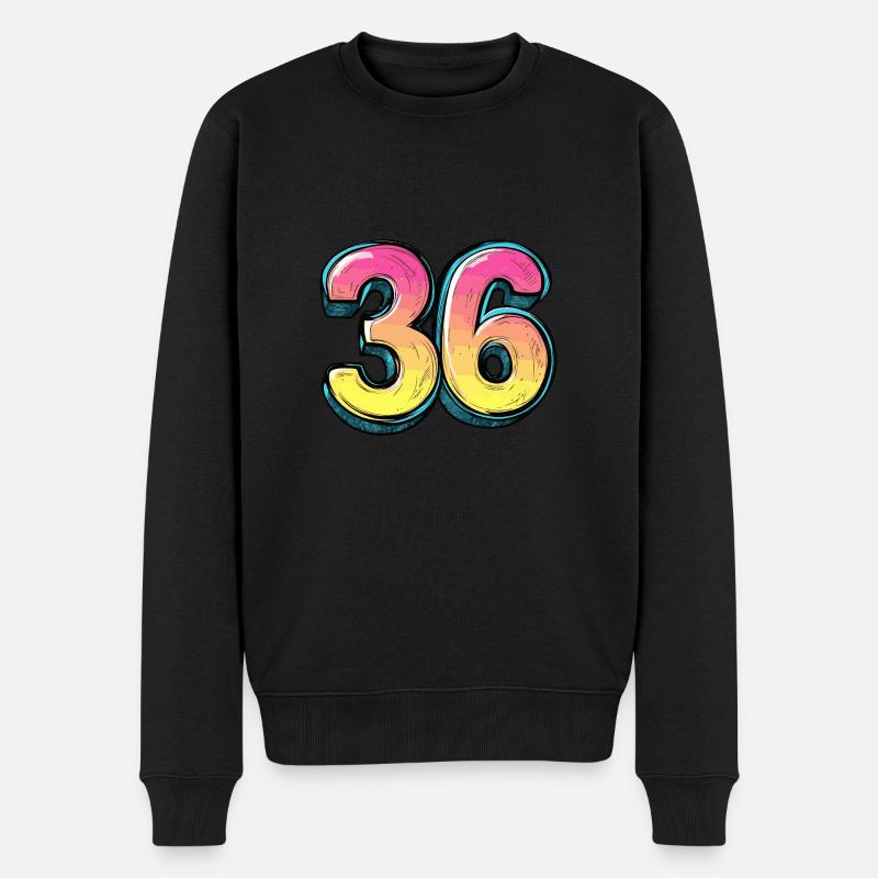 36 Zahl Comic - Männer Premium Bio Pullover - Schwarz