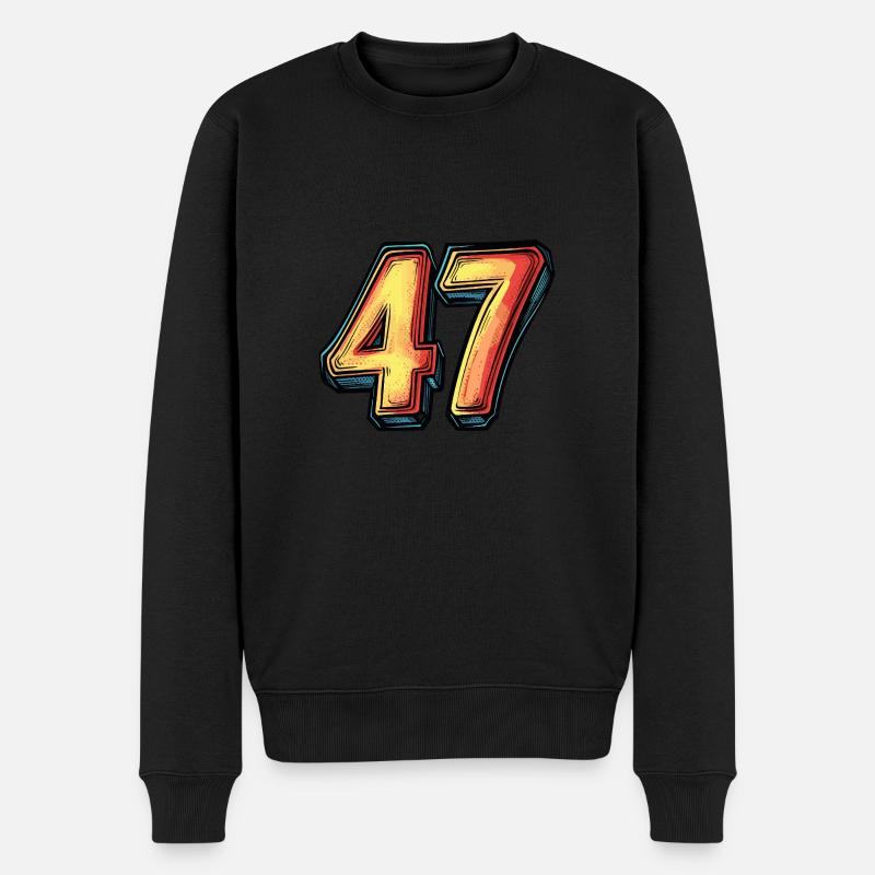 47 Zahl Comic - Männer Premium Bio Pullover - Schwarz