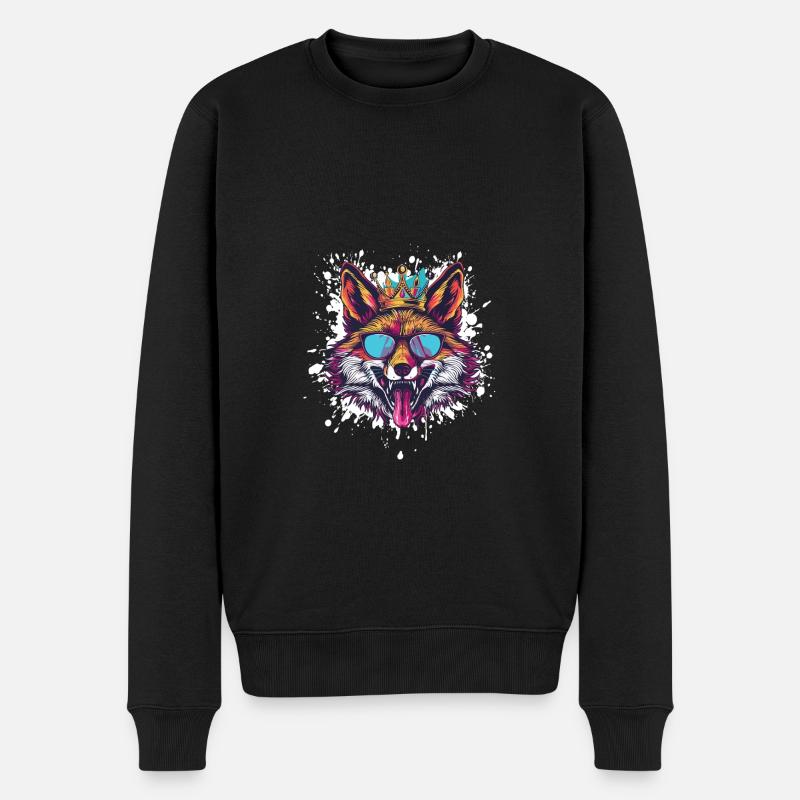 Fuchs Lustig - Männer Premium Bio Pullover - Schwarz
