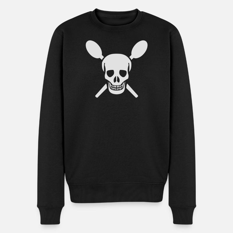 Schädel mit Kochlöffel - Männer Premium Bio Pullover - Schwarz