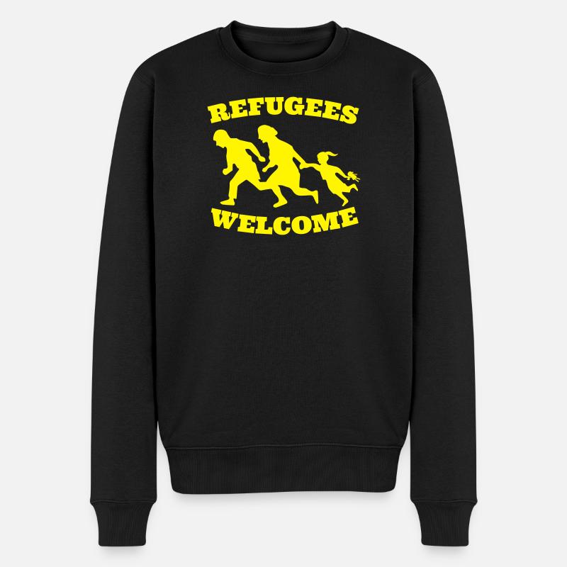 refugees welcome asyl - Männer Premium Bio Pullover - Schwarz
