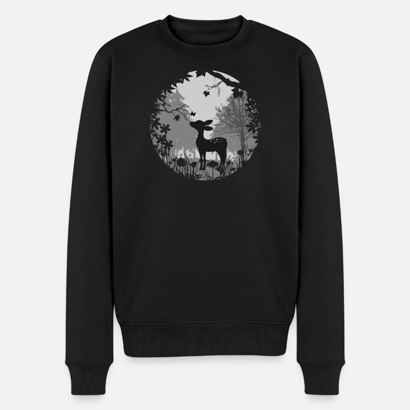 un faon avec un papillon - Pull Premium bio Homme - noir