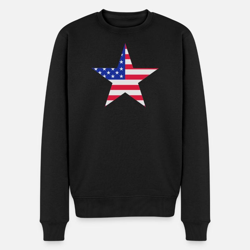 USA Stern - Männer Premium Bio Pullover - Schwarz