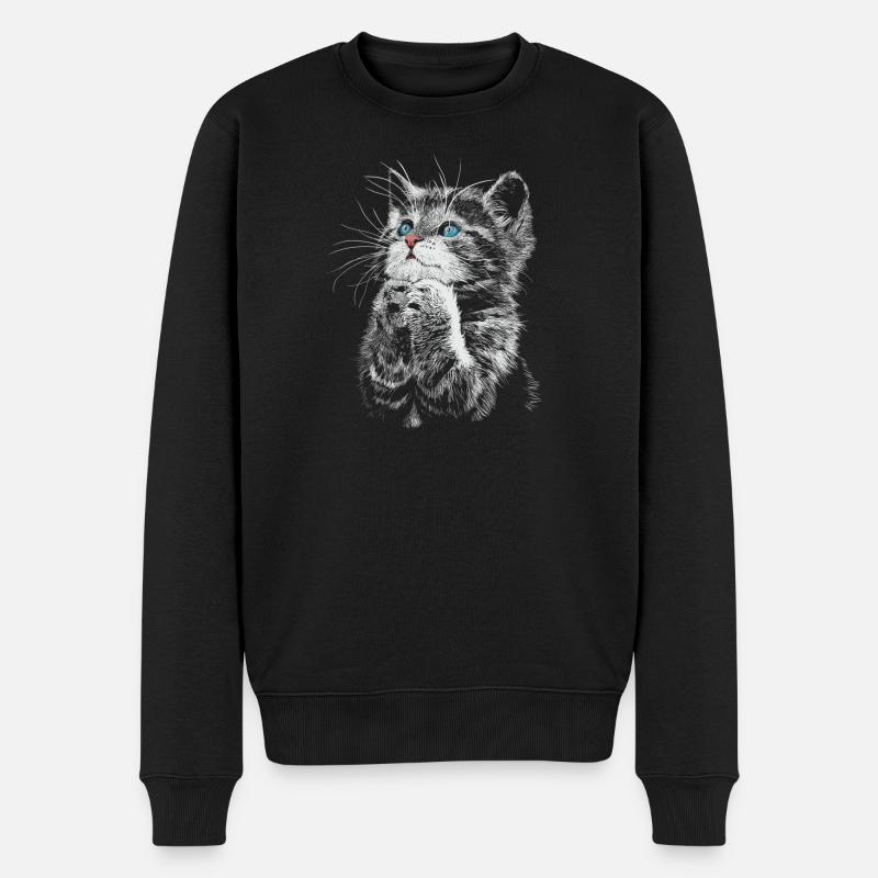 Katze - Männer Premium Bio Pullover - Schwarz