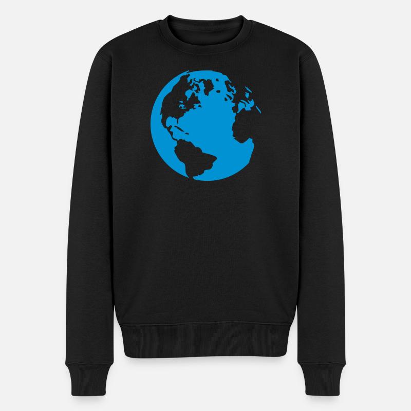 Der Globus - Männer Premium Bio Pullover - Schwarz