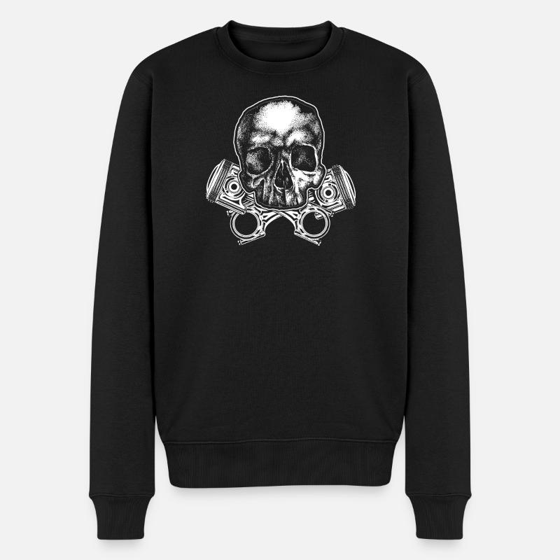 Crâne avec Tuningpiston croisé - Pull Premium bio Homme - noir