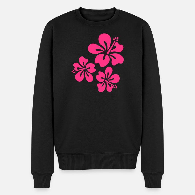 hibiskus sommer blumen - Männer Premium Bio Pullover - Schwarz