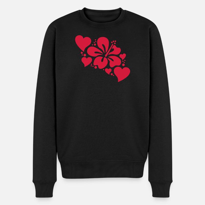 hibiskus mit herzen - Männer Premium Bio Pullover - Schwarz