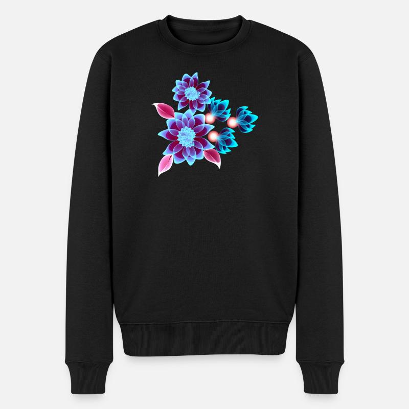 Hypnotische Blumen - Neonblumen - Männer Premium Bio Pullover - Schwarz