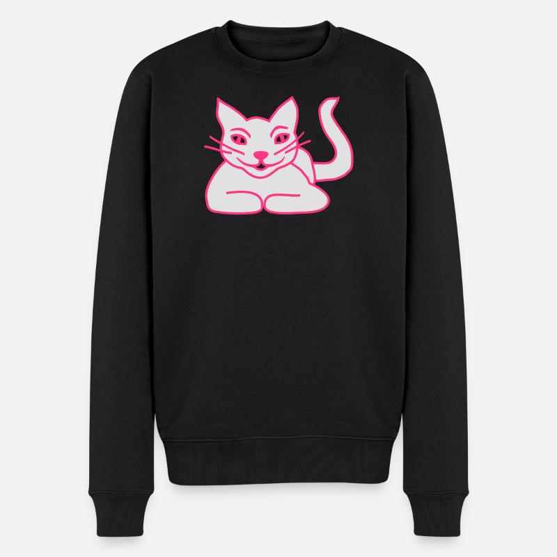 Katze - Männer Premium Bio Pullover - Schwarz