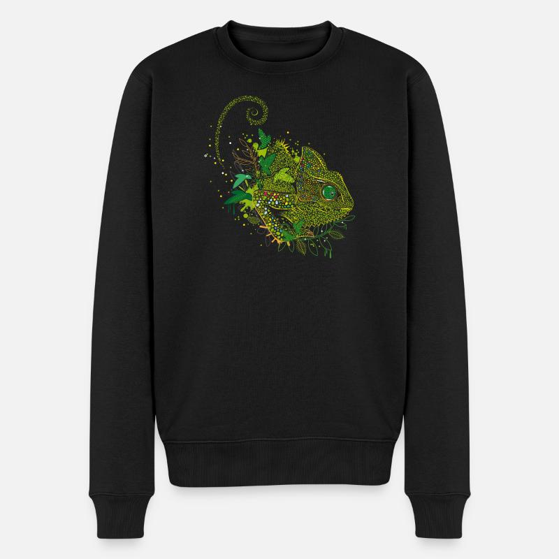 wunderschönes Chamäleon Graffiti - Männer Premium Bio Pullover - Schwarz