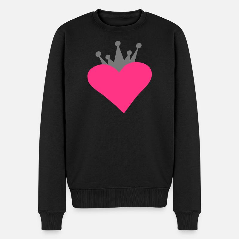 romantisches herz - Männer Premium Bio Pullover - Schwarz
