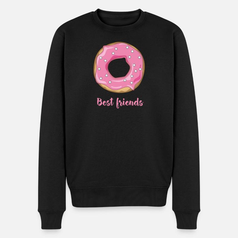 Donut Lieblingsessen süß naschen rosa zuckerguß lo - Männer Premium Bio Pullover - Schwarz