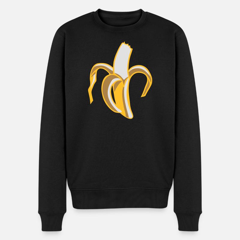eine angebissene Banane - Männer Premium Bio Pullover - Schwarz