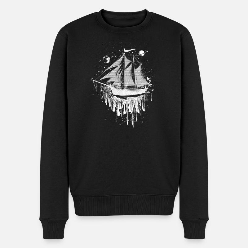 surrealistic sailing ship - Men's Premium Organic Jumper - black