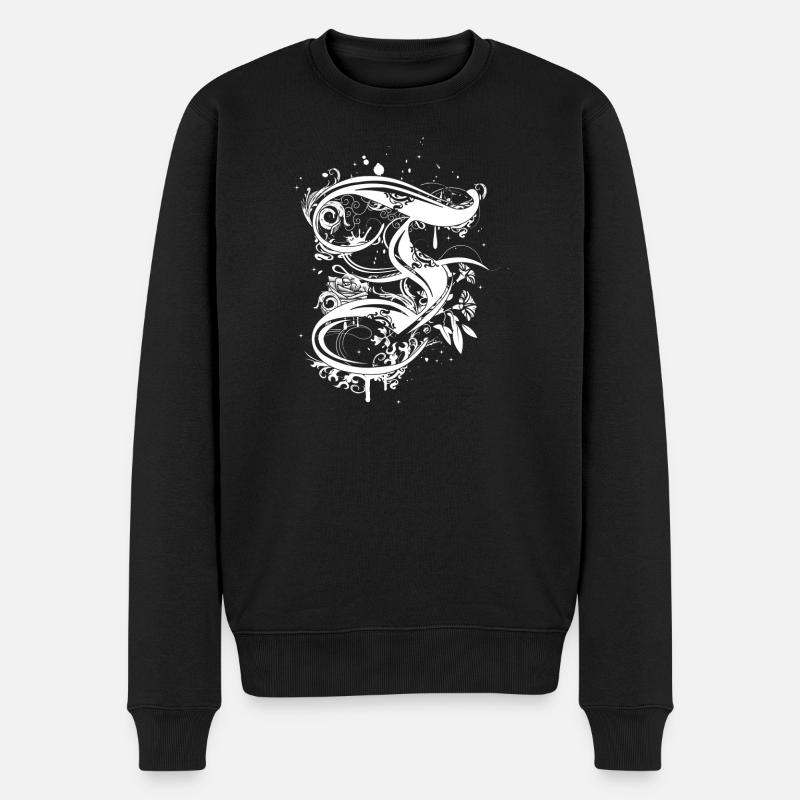 une lettre de calligraphie F - Pull Premium bio Homme - noir