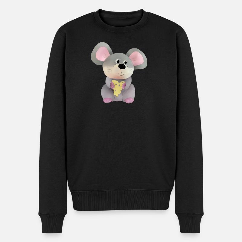 Maus mit Käse - Männer Premium Bio Pullover - Schwarz