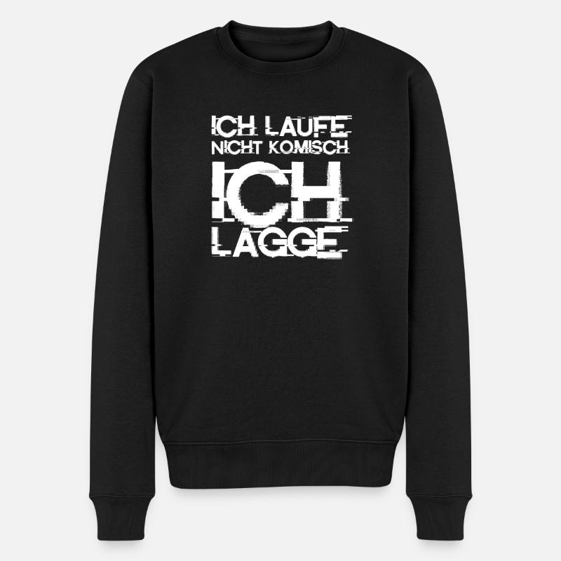 ICH LAUFE NICHT KOMISCH ICH LAGGE GAMING GAMER - Männer Premium Bio Pullover - Schwarz