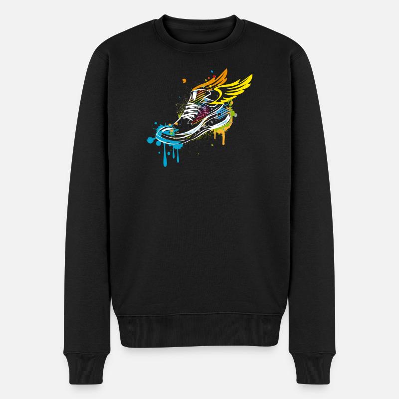 Sneaker graffiti with wings - Men's Premium Organic Jumper - black
