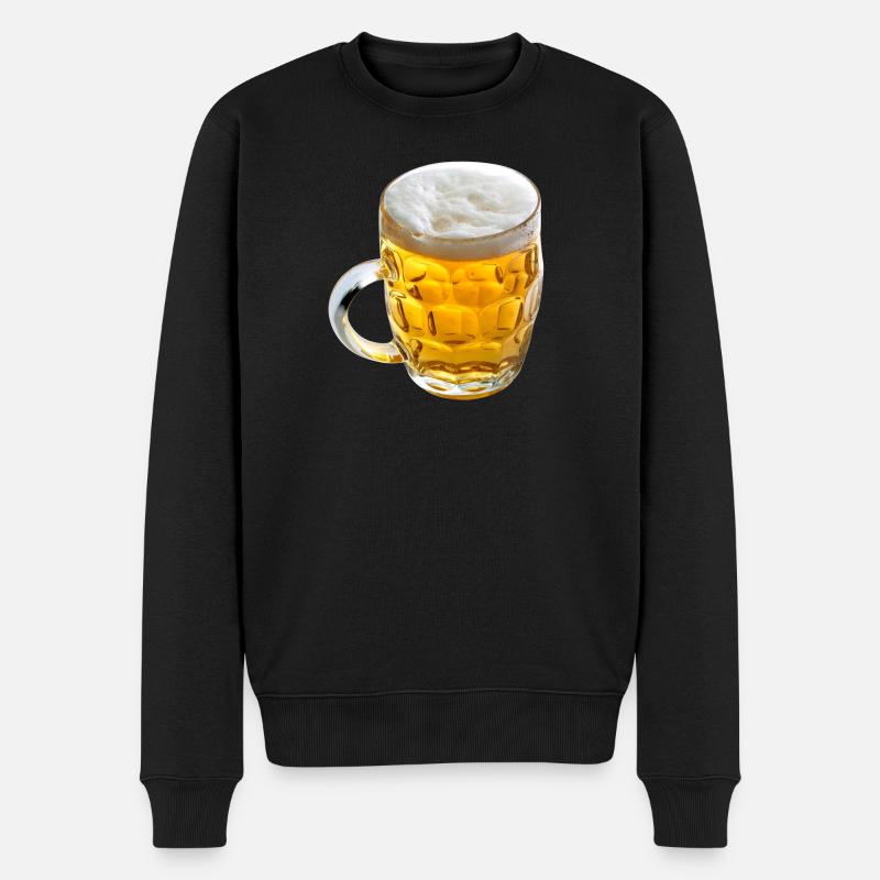 Goldenes Bierglas Motiv - Männer Premium Bio Pullover - Schwarz