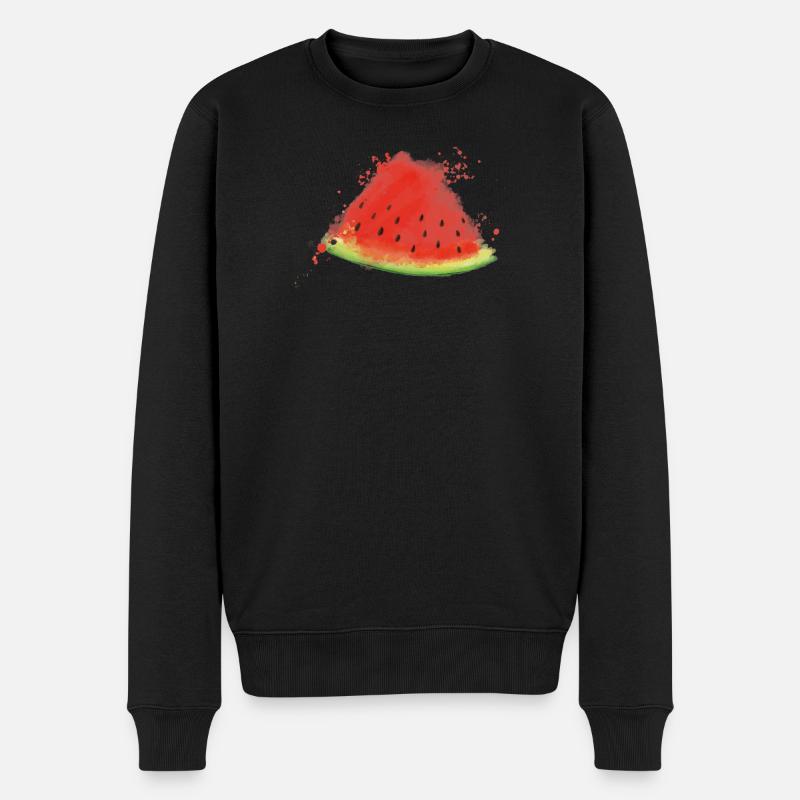 Melone - Wassermelone - Männer Premium Bio Pullover - Schwarz
