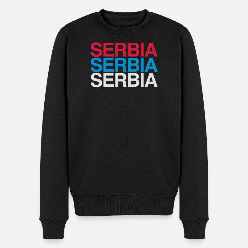 SERBIA Serbien Team Flagge  - Männer Premium Bio Pullover - Schwarz
