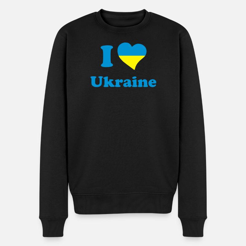 I love Ukraine - Ich liebe Ukraine - Männer Premium Bio Pullover - Schwarz